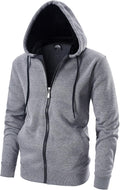 Men'S Full Zip Fleece Hoodie Zippered Color Block Hooded Slim Fit Long Sleeve Lightweight Sweatshirt