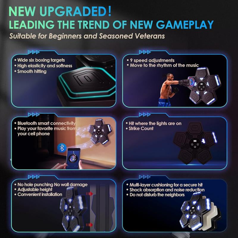 Professional Boxing Training Machine with Bluetooth Connectivity, Adjustable Speeds and Modes, Includes Boxing Gloves