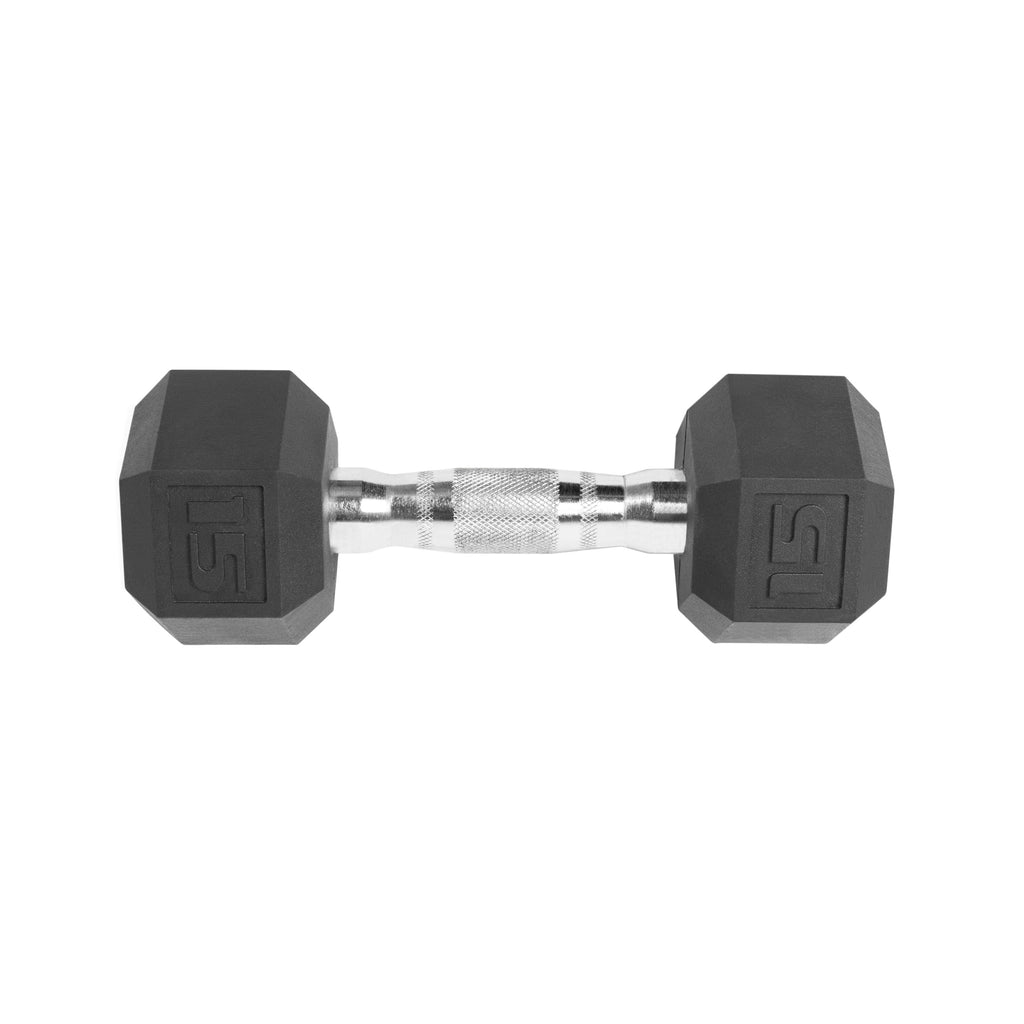 Barbell, 15Lb Rubber Hex Dumbbell, Single