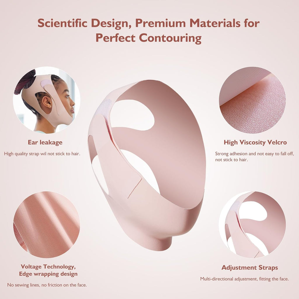 Transform Your Look Overnight with Our Reusable Jawline Shaper Chin Strap - Experience the Comfort of Breathable Cooling Fabric for a Defined V-Line Contour