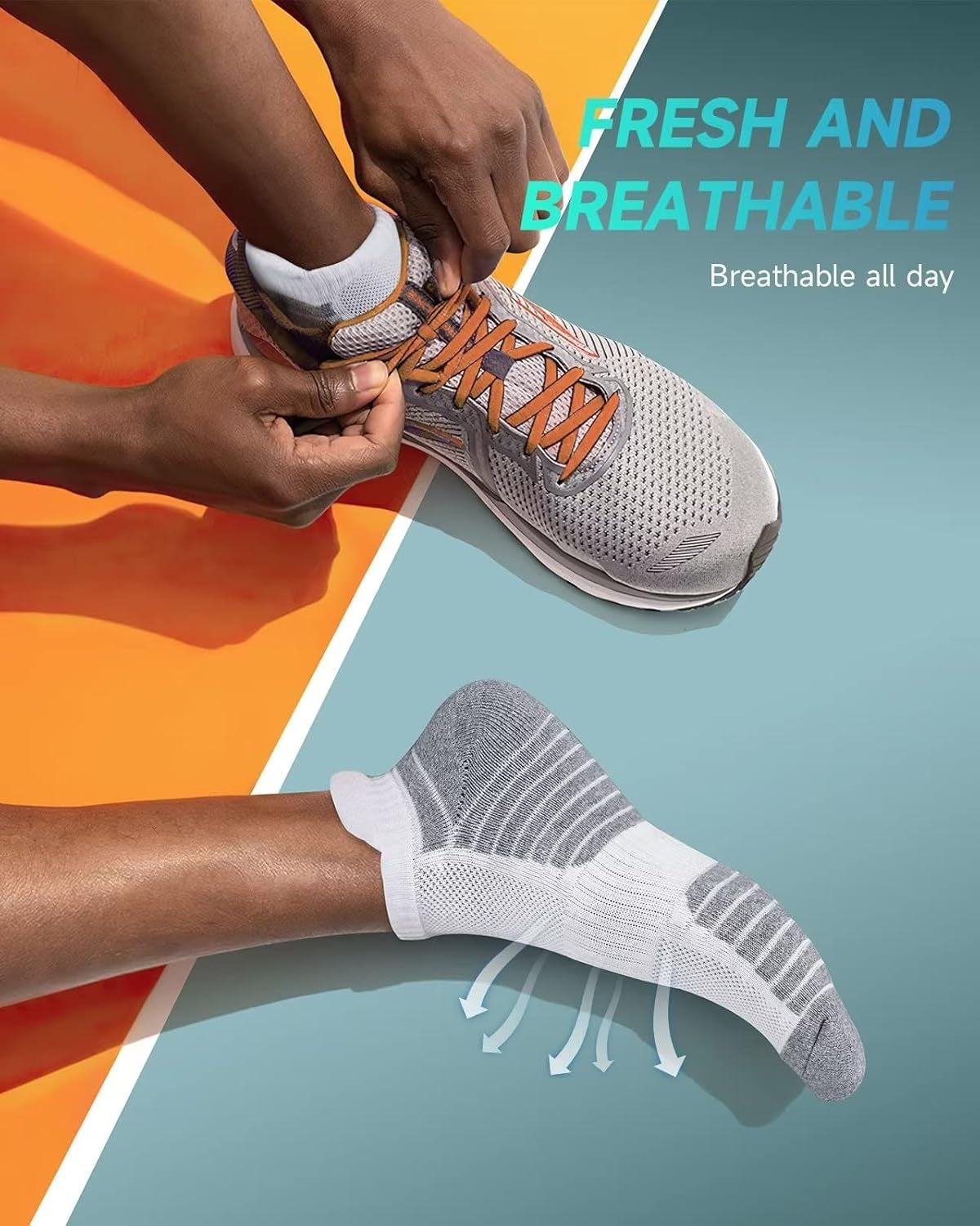 Socks Men Women,6 Pairs Low Cut Anti-Blister Cushioned Athletic Running Ankle Sports Sock