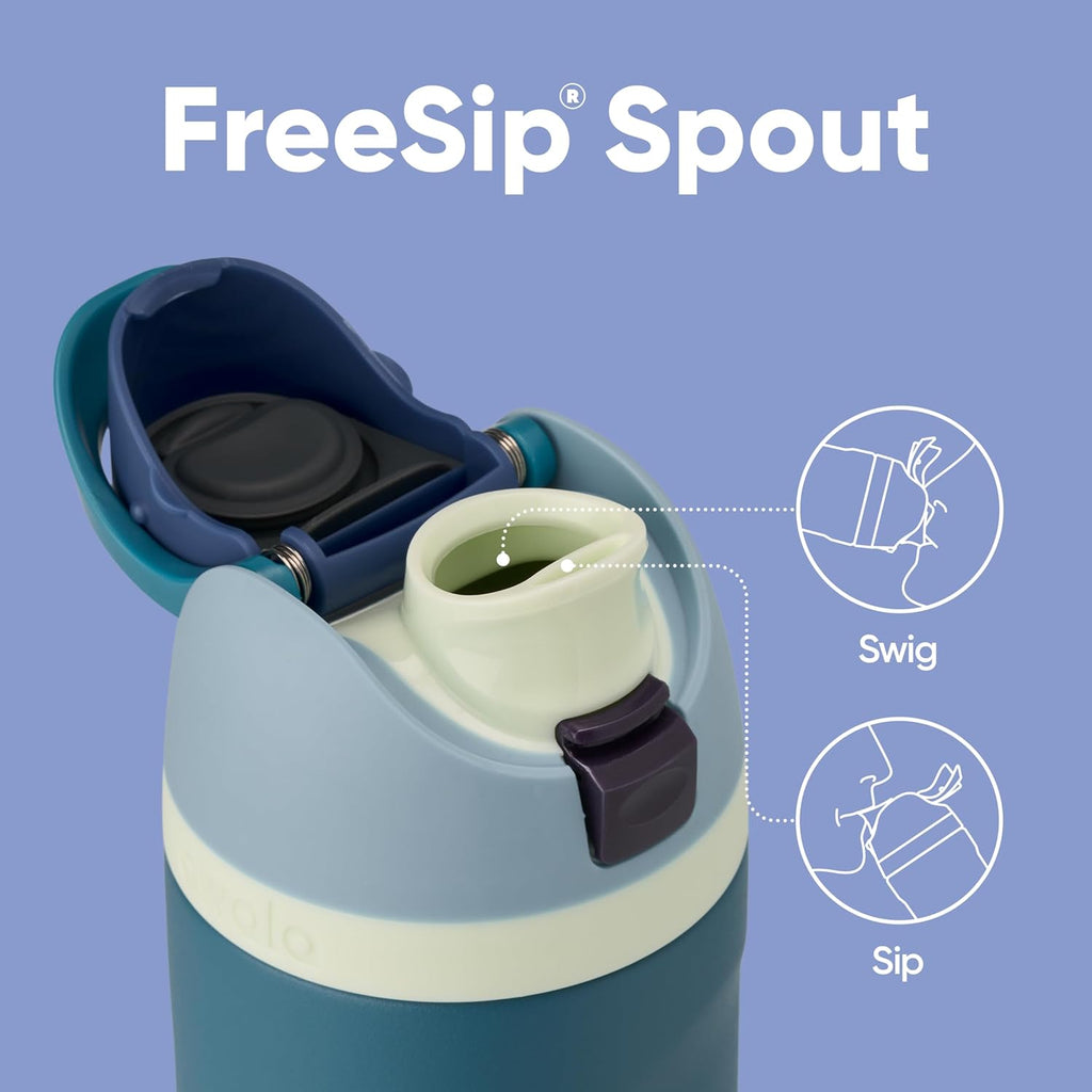Freesip 24 Oz Insulated Stainless Steel Water Bottle with Straw - BPA-Free Sports Bottle for Travel in Denim
