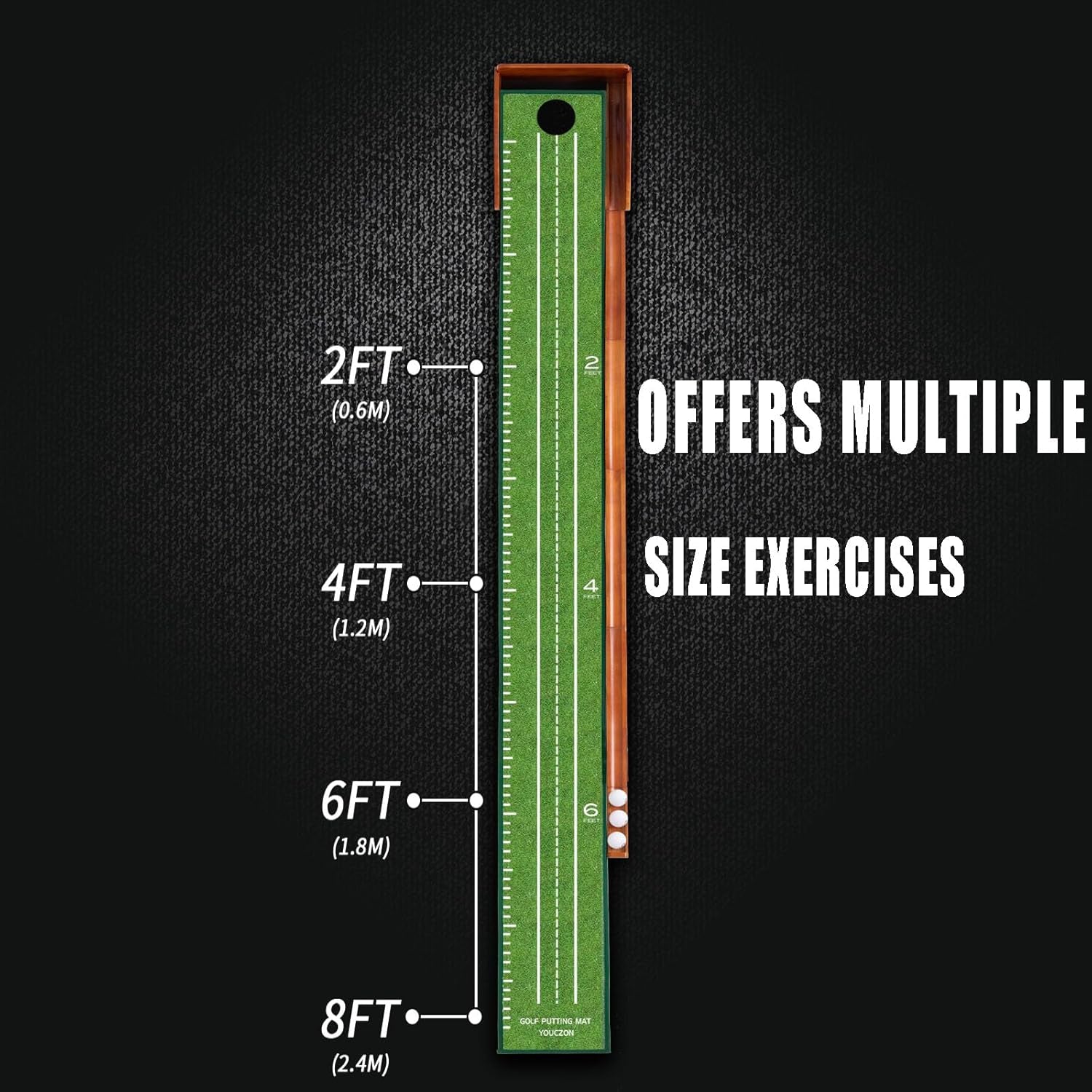 Indoor Putting Green with Auto Ball Return - Foldable Solid Wood Base and Premium Velvet Surface - Perfect for Home, Office, and Golf Enthusiasts