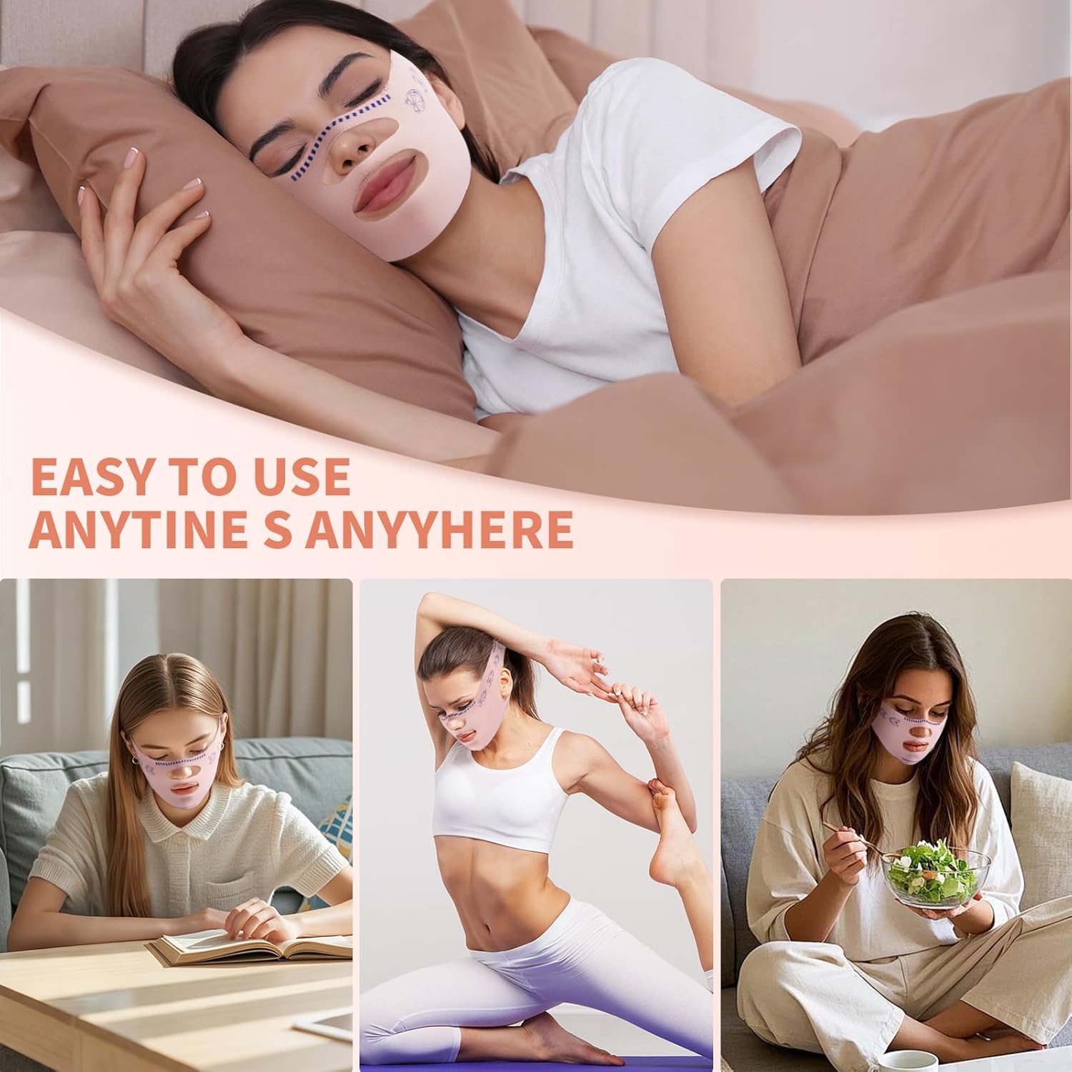 Transform Your Look with the Reusable Chin Strap - Double Chin Reducer for a Defined V-Line and Firm Jawline