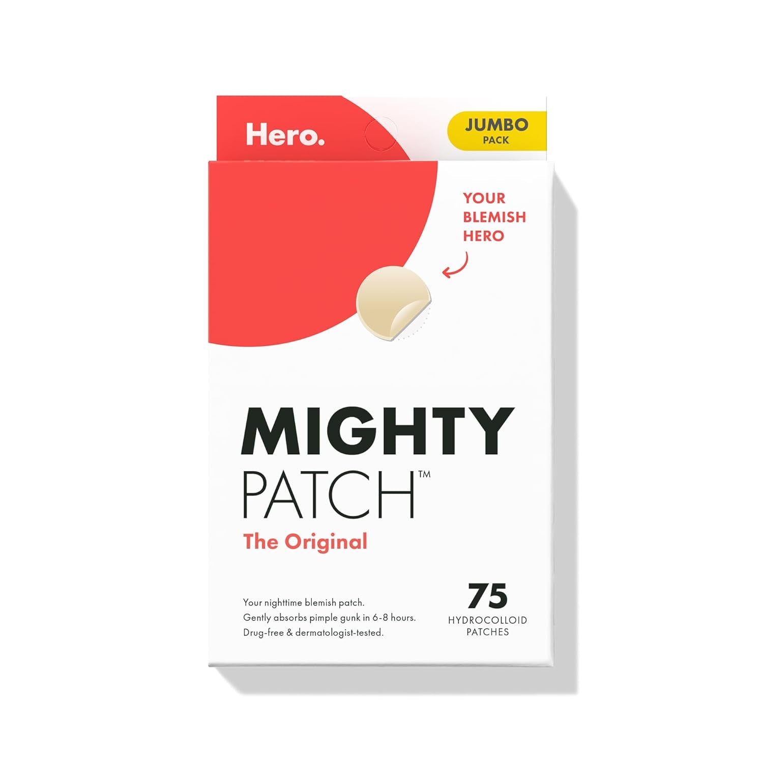 Hero Cosmetics Original Hydrocolloid Acne Pimple Patch – Effective Spot Treatment for Zits and Whiteheads, 36 Count