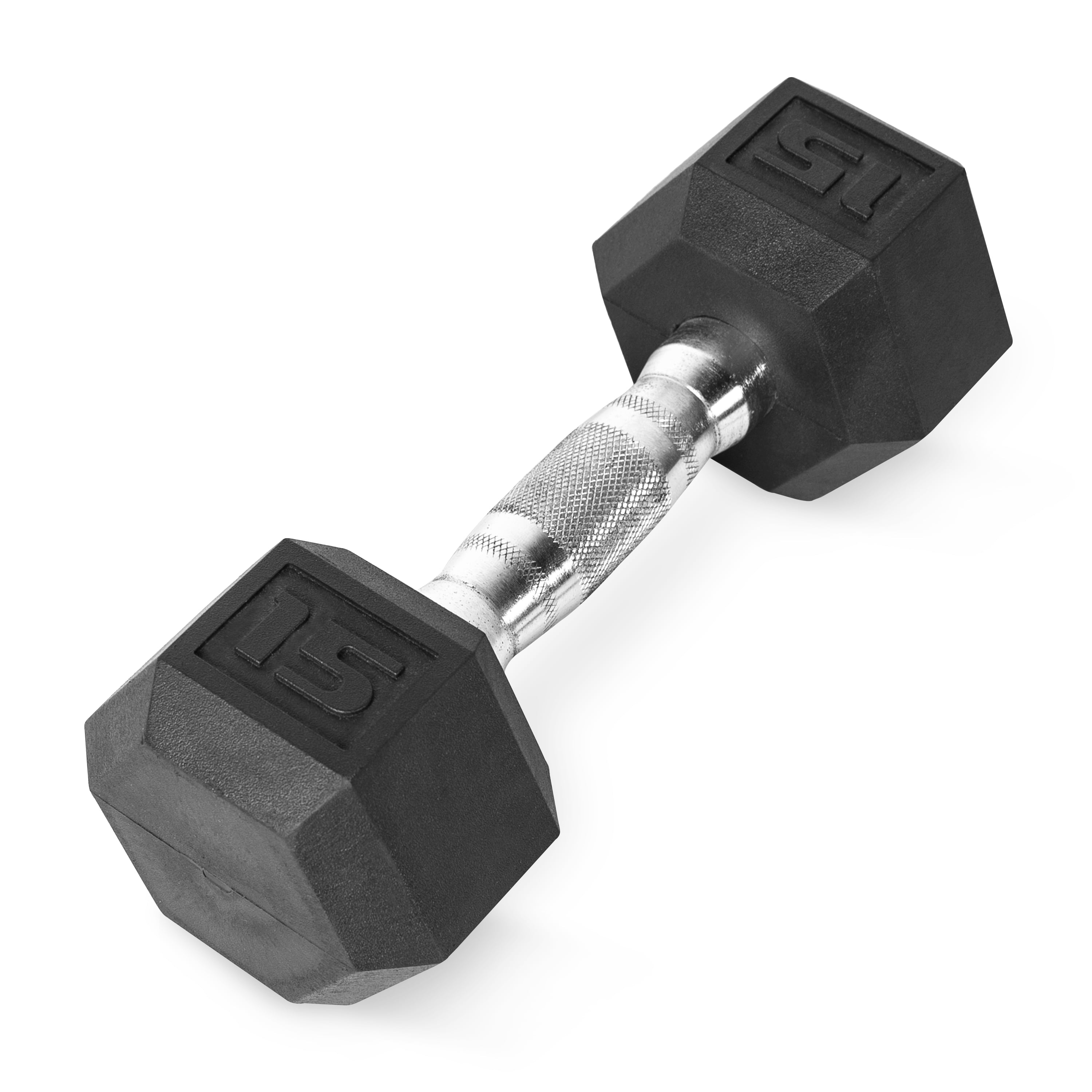 Barbell, 15Lb Rubber Hex Dumbbell, Single