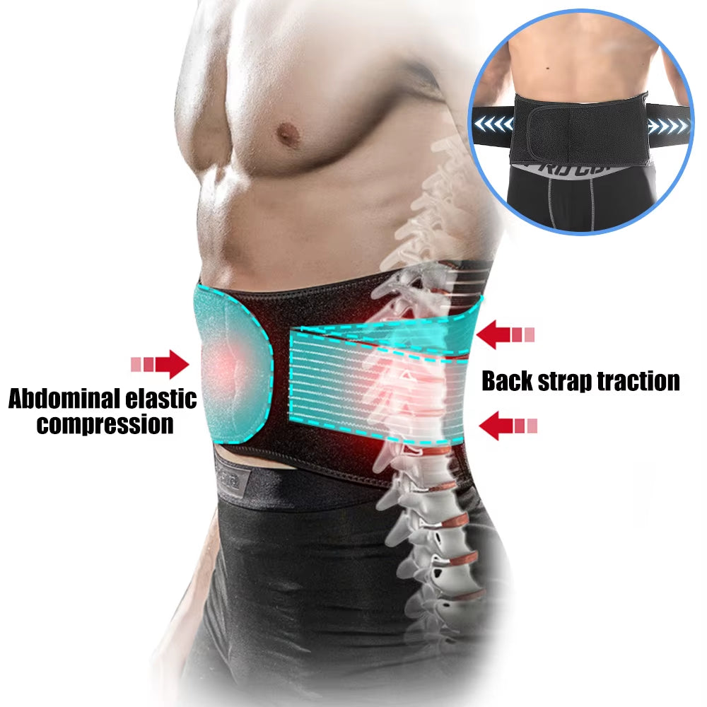 Sports Adjustable Lumbar Back Brace Anti-Skid Breathable Waist Support Belt for Exercise Fitness Cycling Running Gym Tennis Golf