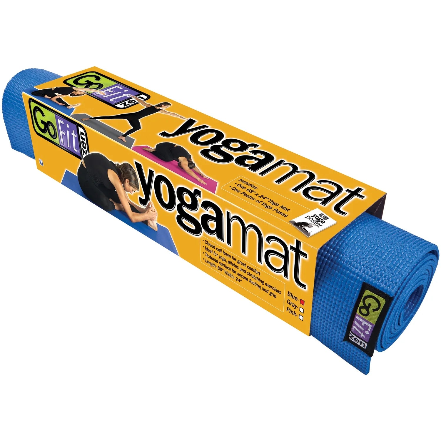 GF-YOGA Yoga Mat with Yoga Position Poster & GF-YB-GY Yoga Block