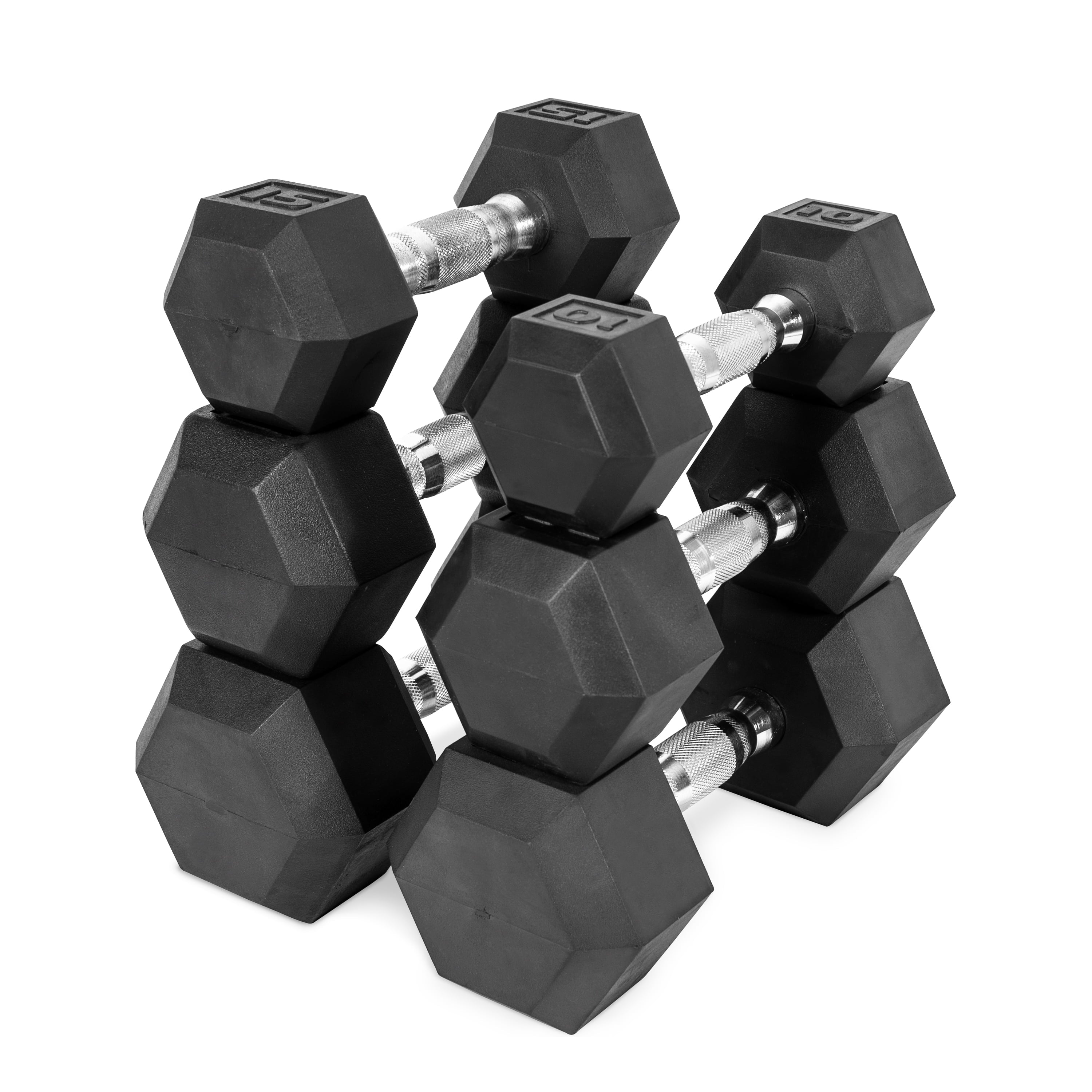 Barbell, 15Lb Rubber Hex Dumbbell, Single