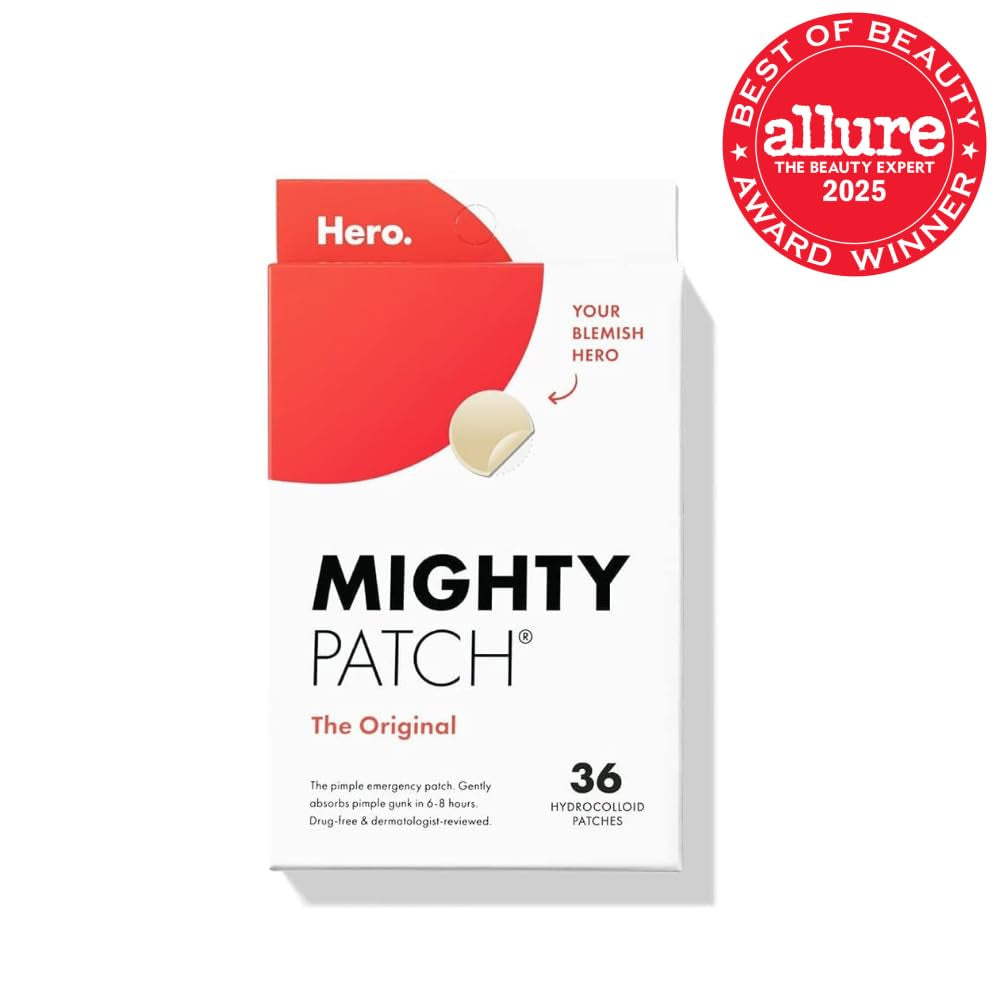 Hero Cosmetics Original Hydrocolloid Acne Pimple Patch – Effective Spot Treatment for Zits and Whiteheads, 36 Count