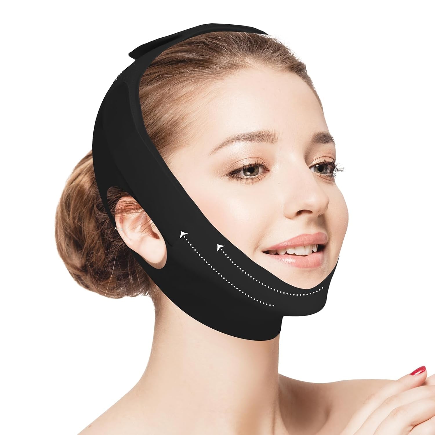 Transform Your Look Overnight with Our Reusable Jawline Shaper Chin Strap - Experience the Comfort of Breathable Cooling Fabric for a Defined V-Line Contour