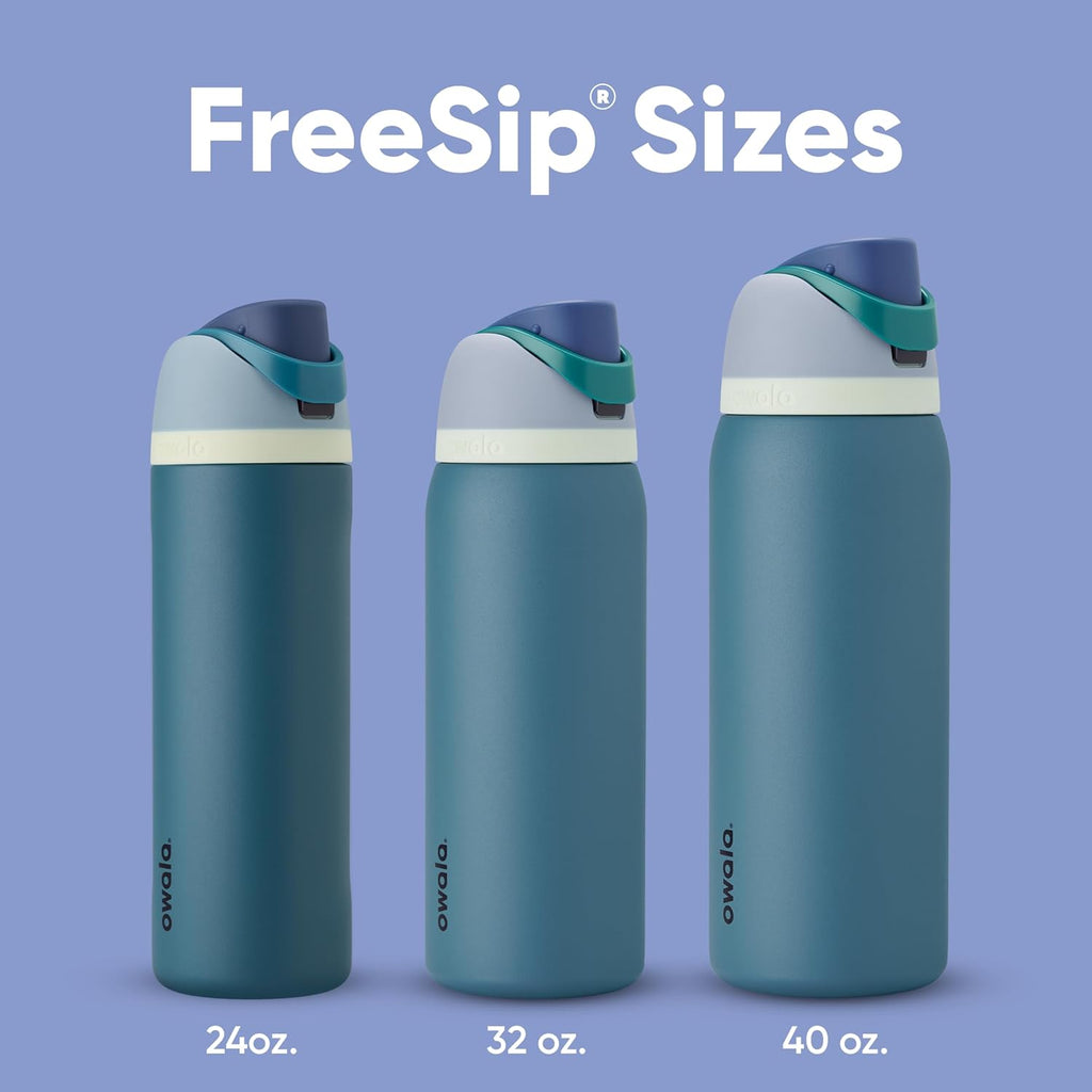 Freesip 24 Oz Insulated Stainless Steel Water Bottle with Straw - BPA-Free Sports Bottle for Travel in Denim
