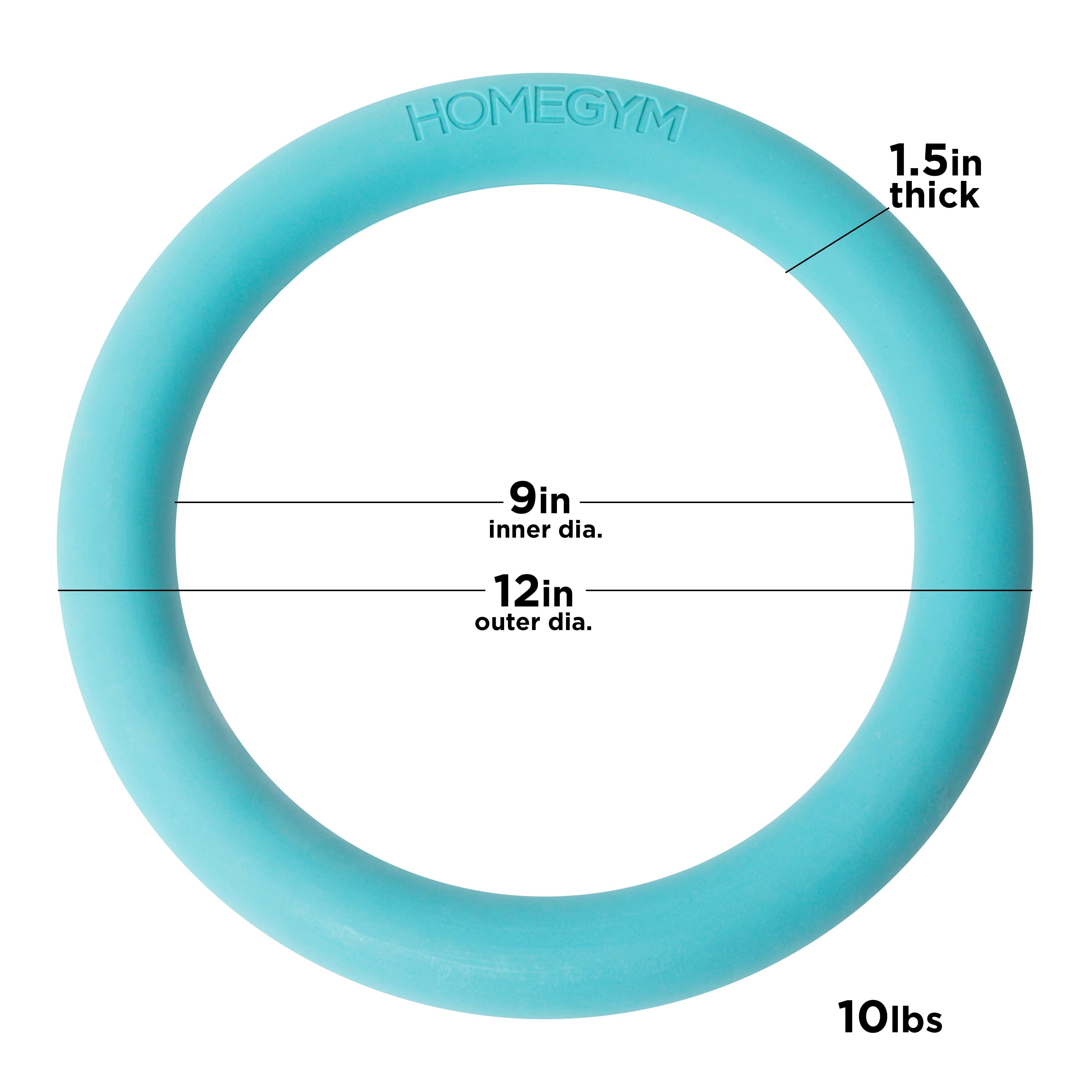 Exercise Weight Ring Resistance Training, Tone and Strengthen, 10 Lbs, 12" X 12", Teal