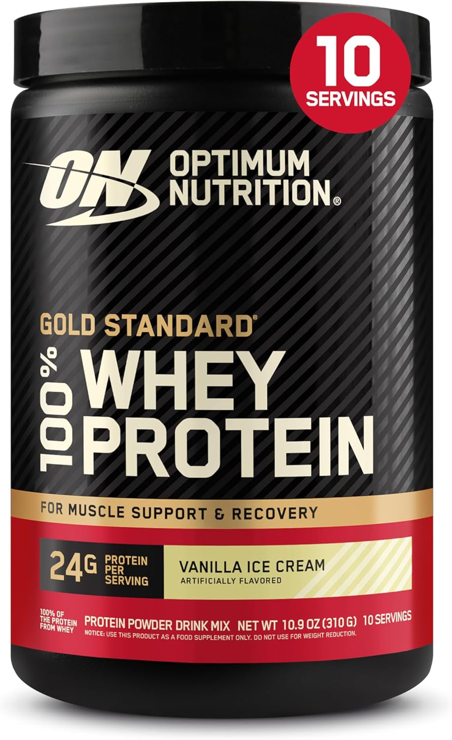 Gold Standard 100% Whey Protein Powder - Vanilla Ice Cream, 0.68 lb (Single Pack)