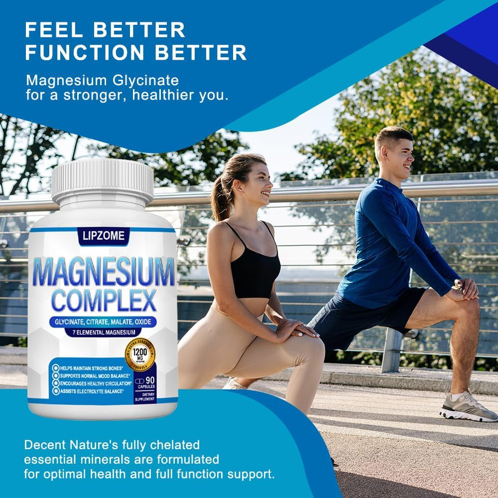 Advanced Magnesium Complex Supplement 1200mg – Comprehensive 8-In-1 Blend with Glycinate, Citrate, Malate, Taurate, Oxide, Aspartate, Orotate, and Chloride – High Absorption Formula – Non-GMO, 90 Capsules