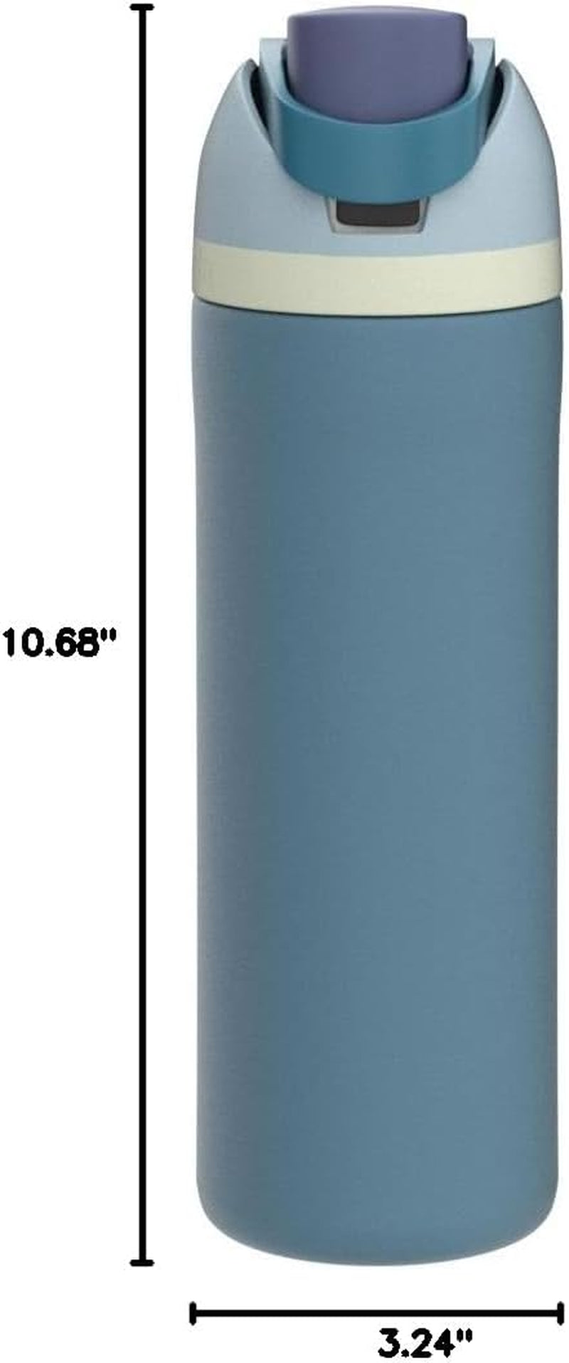 Freesip 24 Oz Insulated Stainless Steel Water Bottle with Straw - BPA-Free Sports Bottle for Travel in Denim